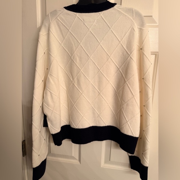 Karl Lagerfeld XL NWT Cream and Black Quilted Cardigan - Picture 9 of 9